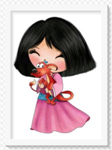 Poster quadro Mulan Cute 2