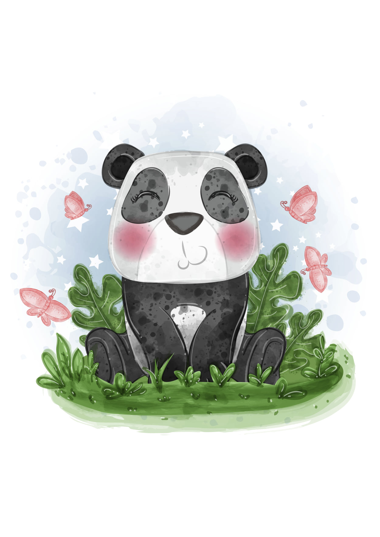 poster panda aquarela
