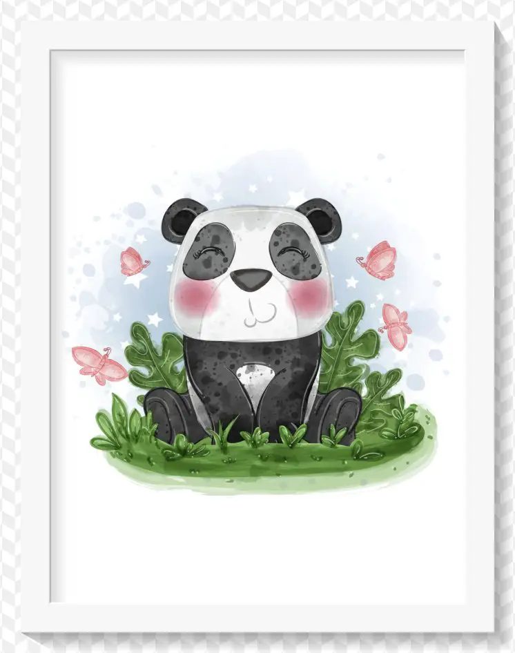 poster quadro panda aquarela