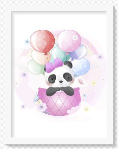 poster quadro panda baloes