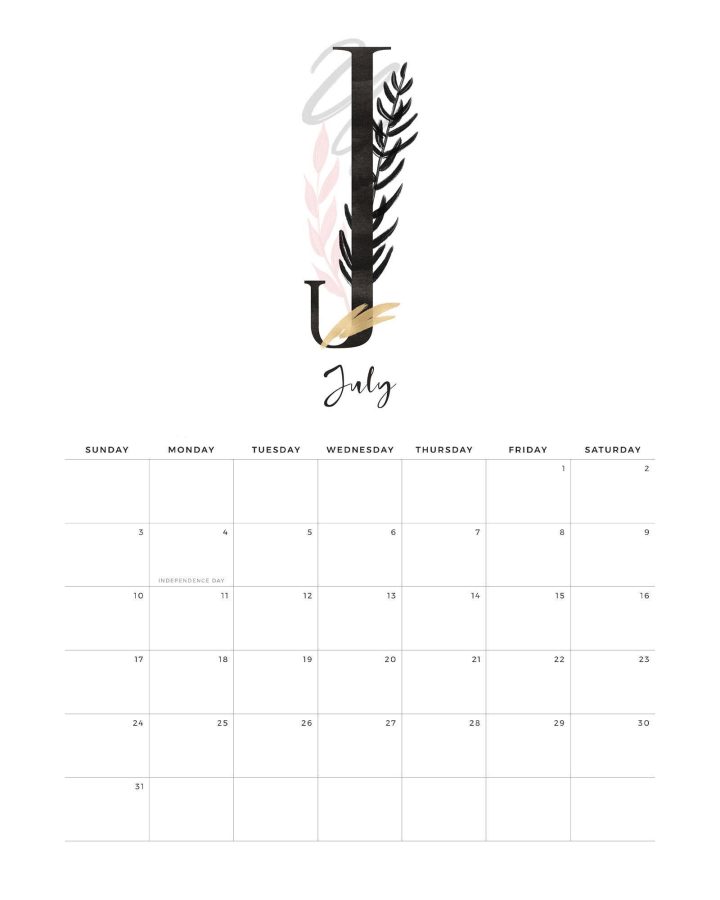 7 Calendario elegante Julho