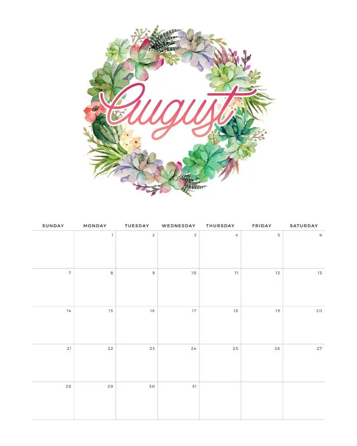 8 Calendario 2022 Agosto