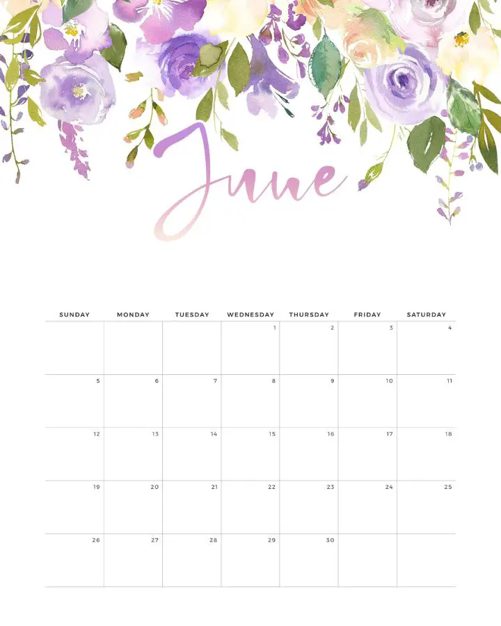 Calendario Floral Junho
