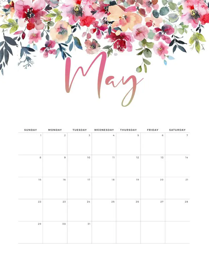 Calendario Floral Maio