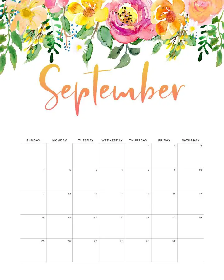 Calendario Floral Setembro