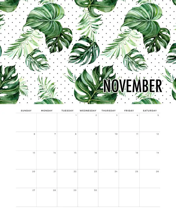 Calendario Folhagens Novembro