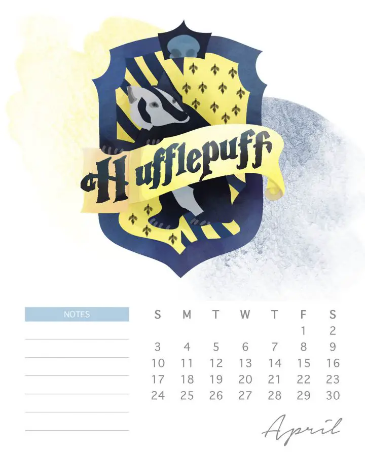 Calendario Harry Potter Abril 2