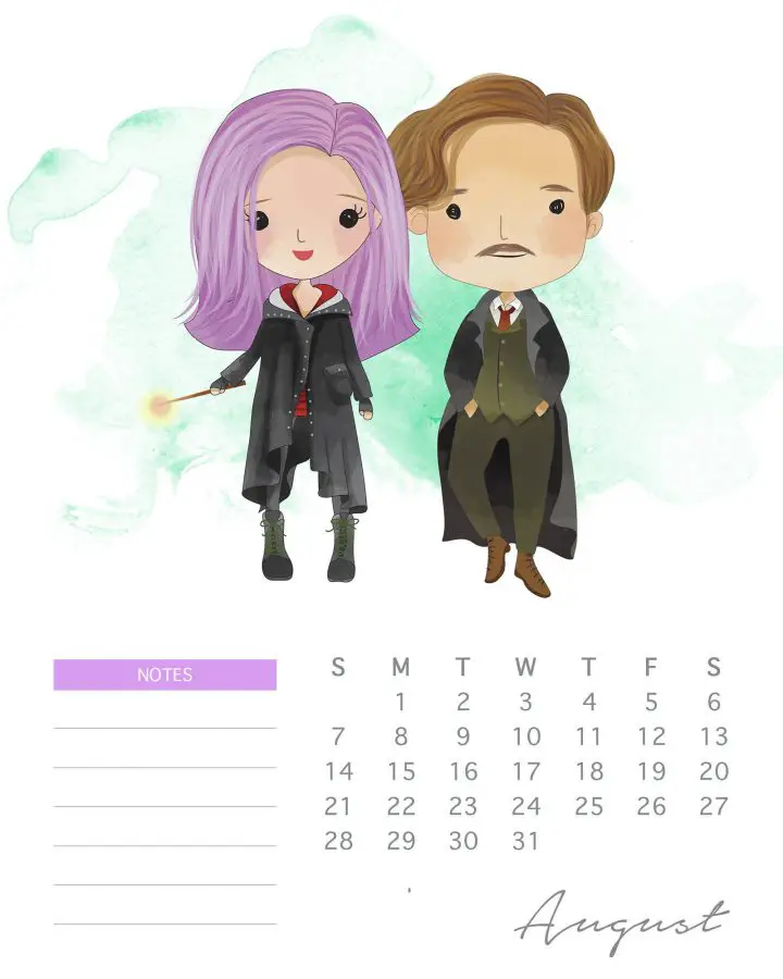Calendario Harry Potter Agosto 1
