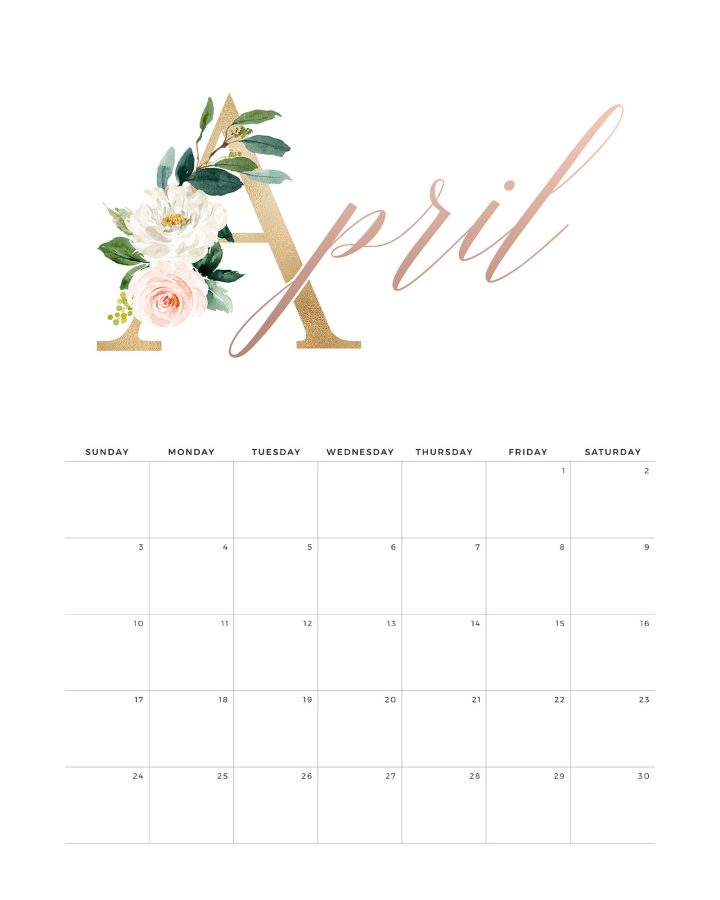 Calendario Rose Gold Abril