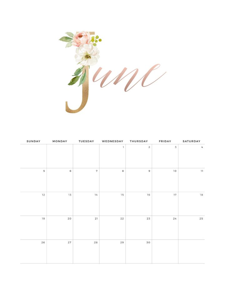Calendario Rose Gold Junho