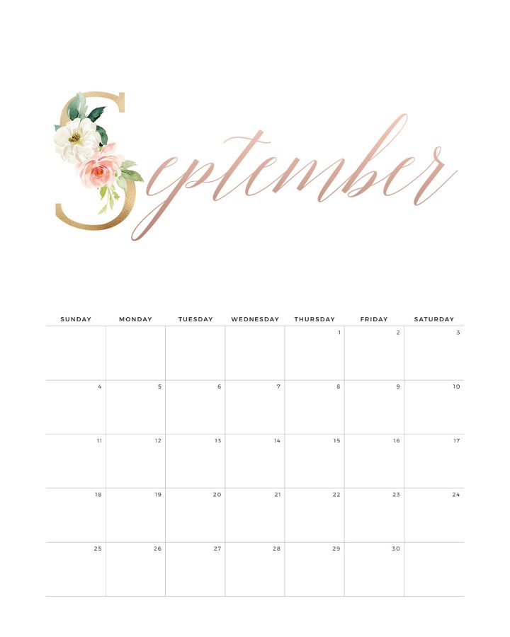 Calendario Rose Gold Setembro