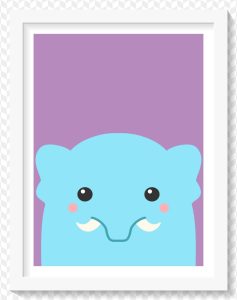 Poster Quadro Elefantinho azul