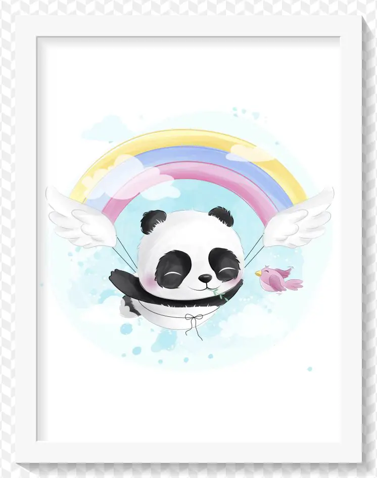 Poster Quadro Panda arco iris