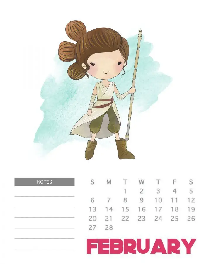 calendario mensal 2022 star wars fevereiro