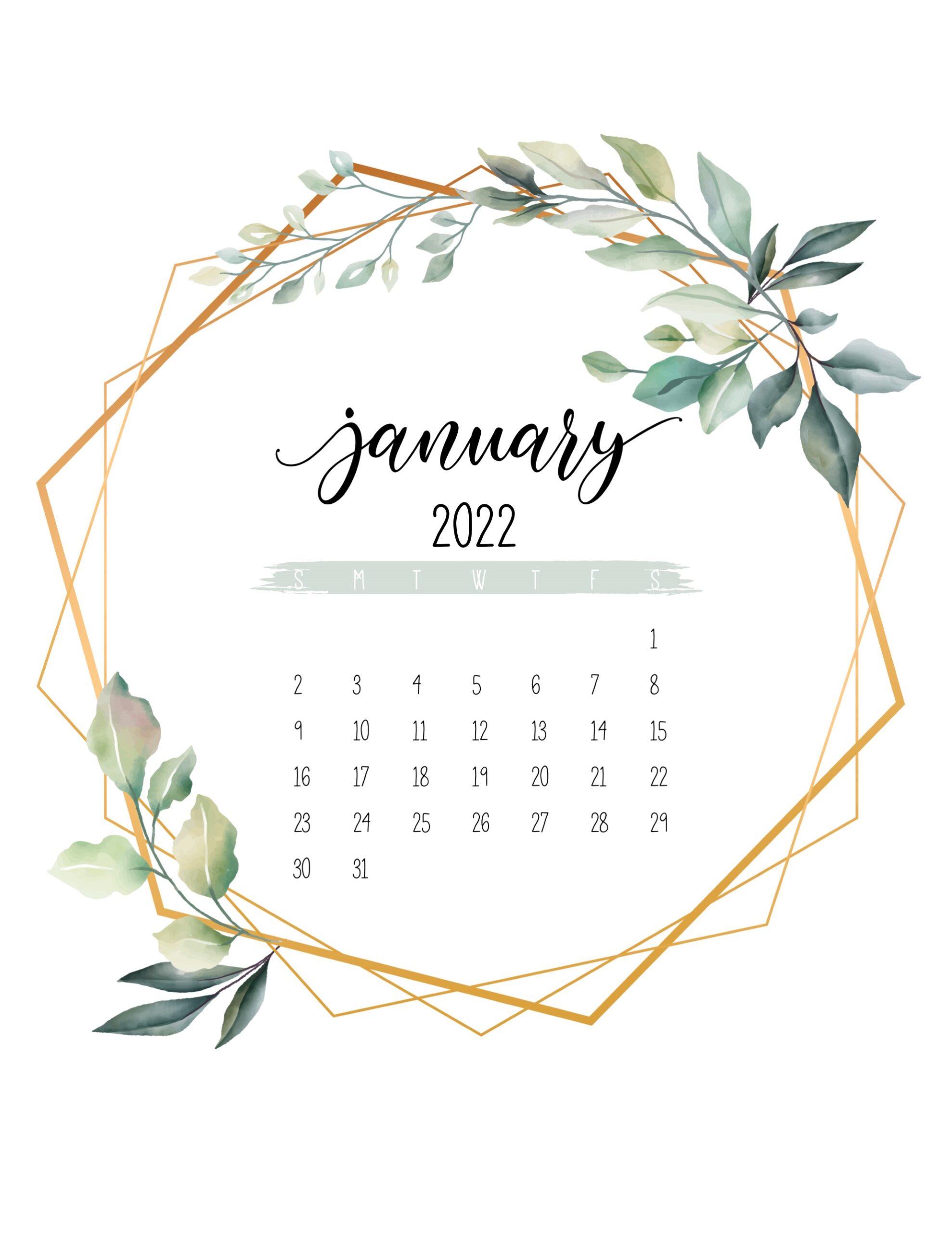 Calendario 2022 jardim botanico janeiro