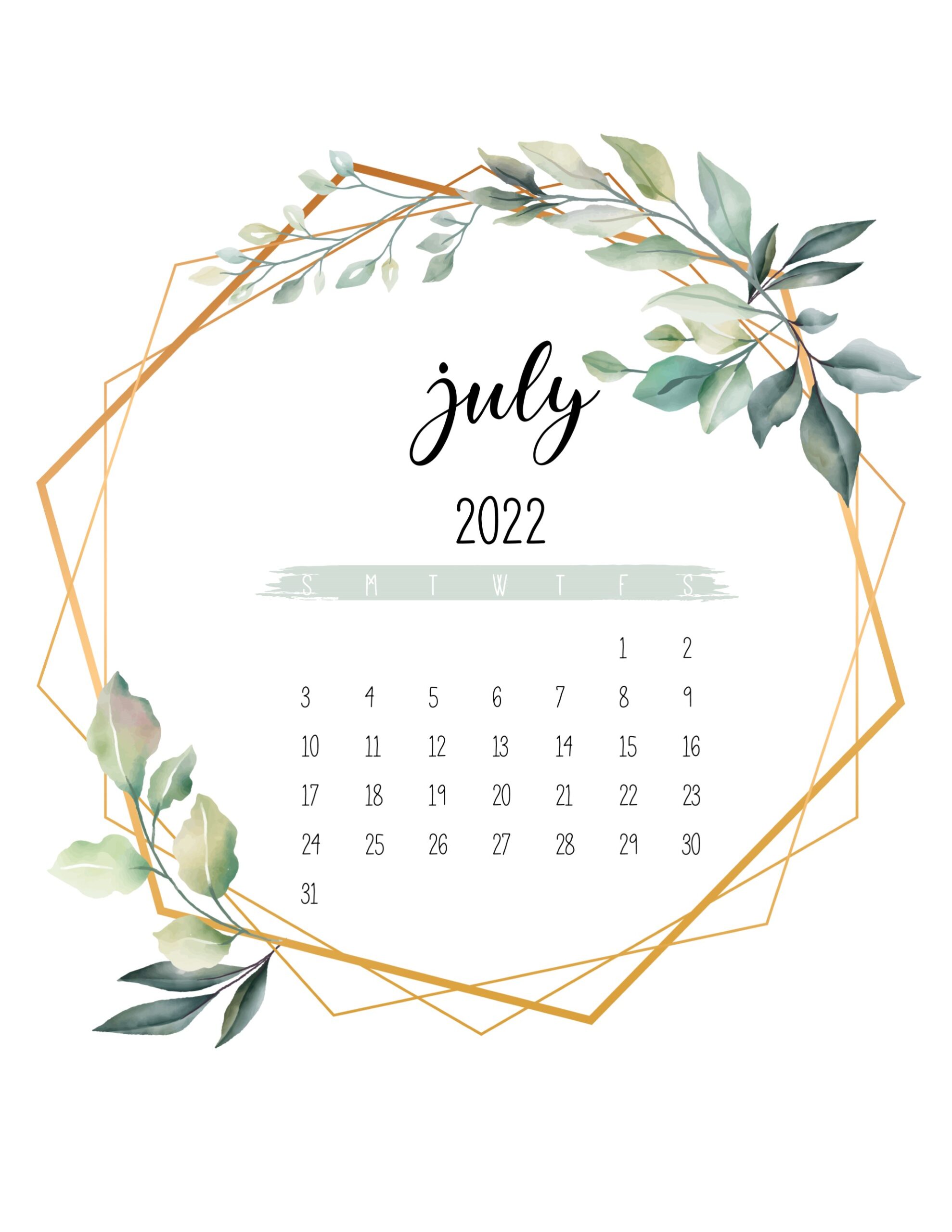 Calendario 2022 jardim botanico julho