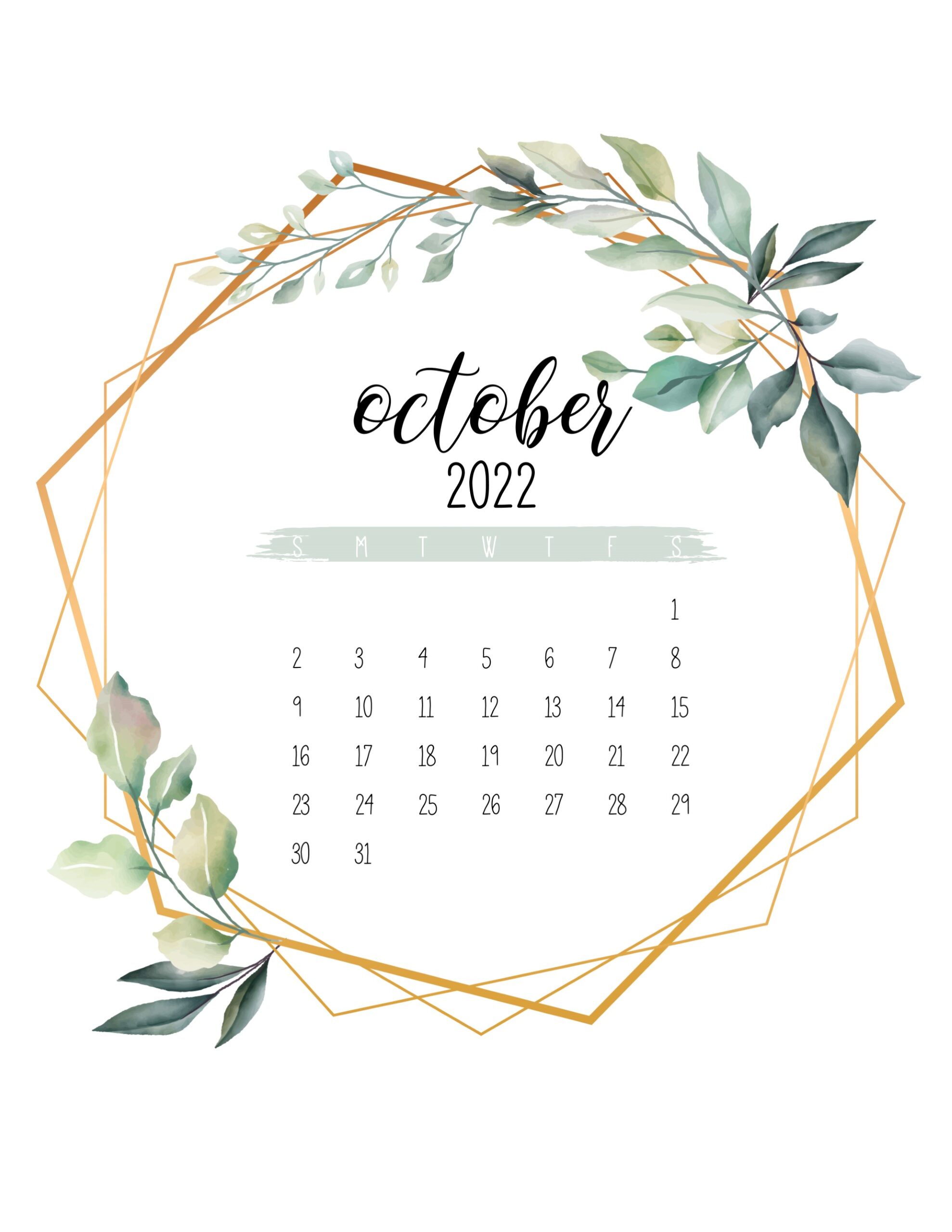 Calendario 2022 jardim botanico outubro