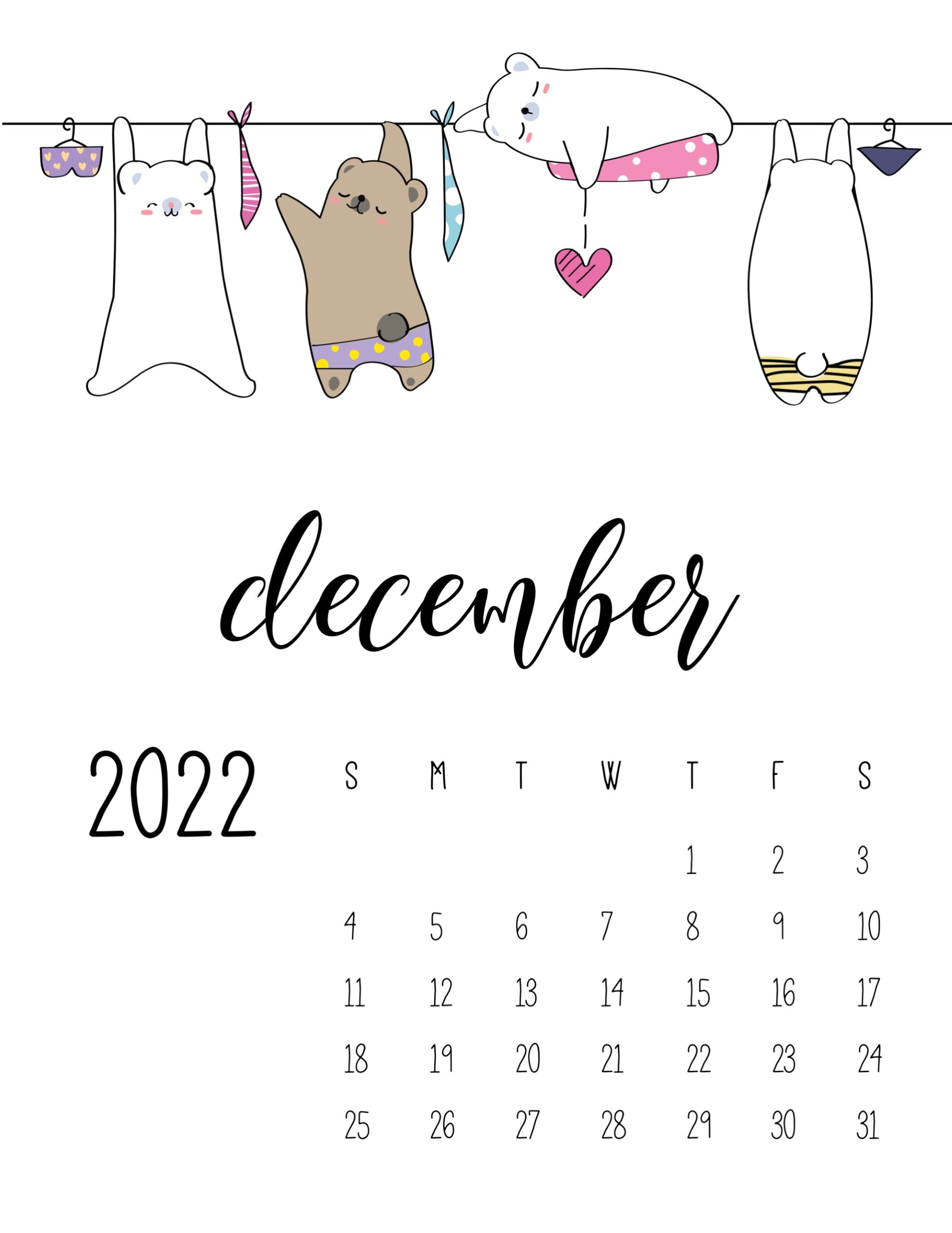 Calendario 2022 lavanderia dezembro