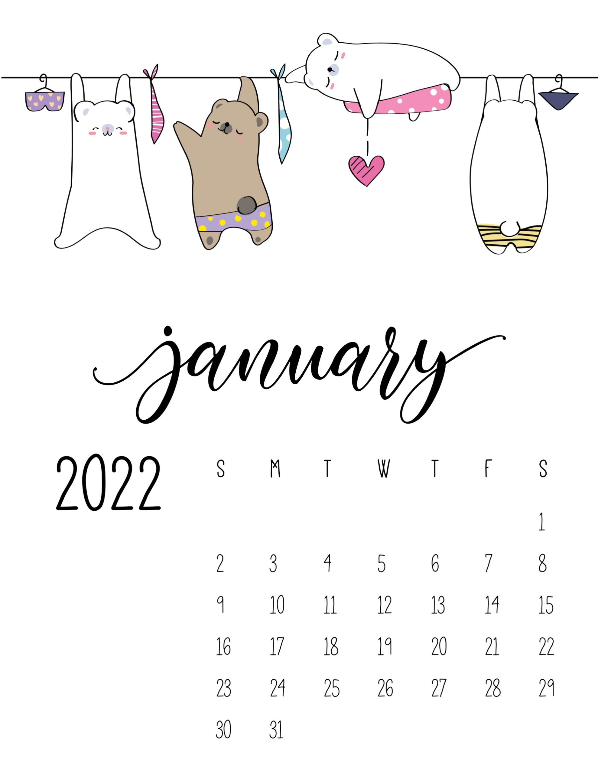 Calendario 2022 lavanderia janeiro