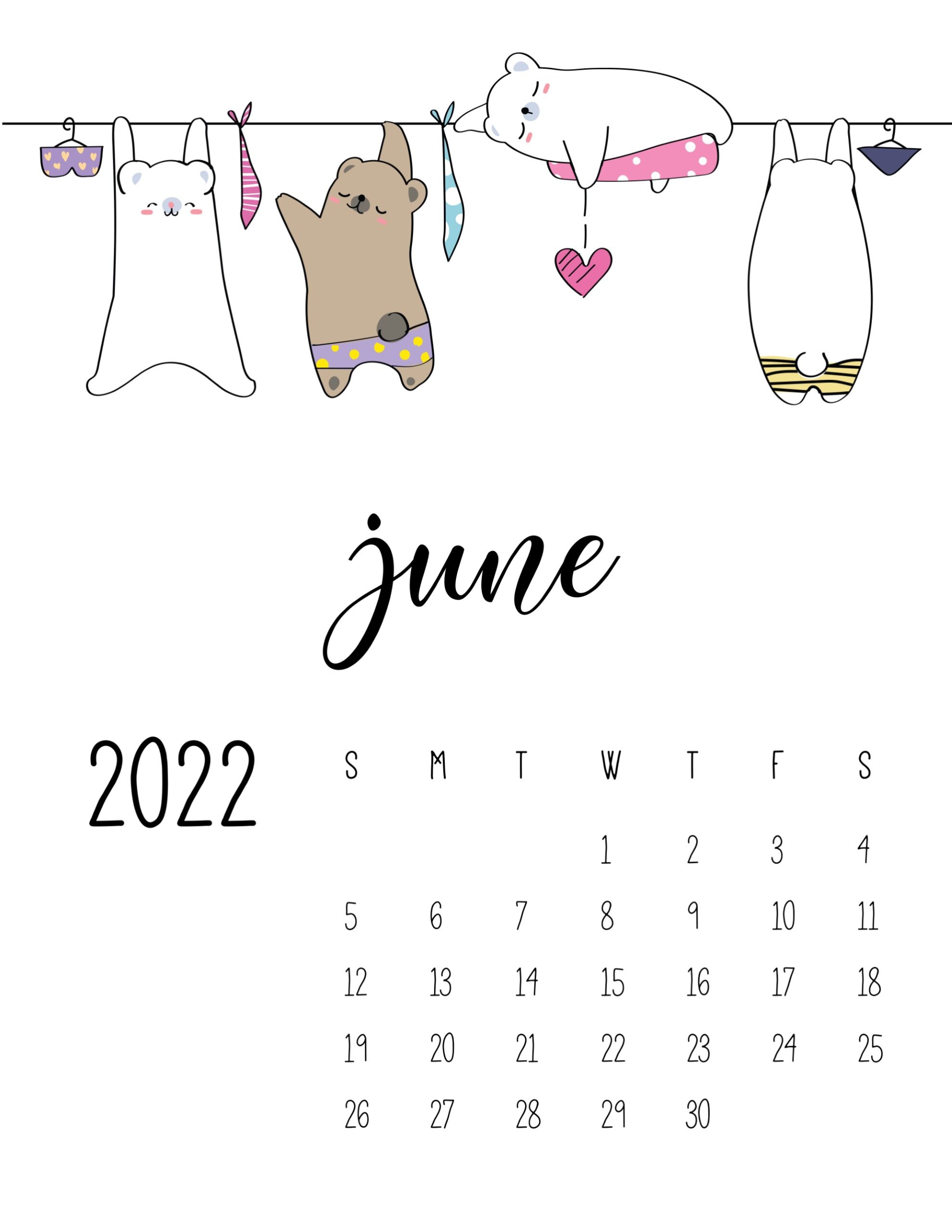 Calendario 2022 lavanderia junho
