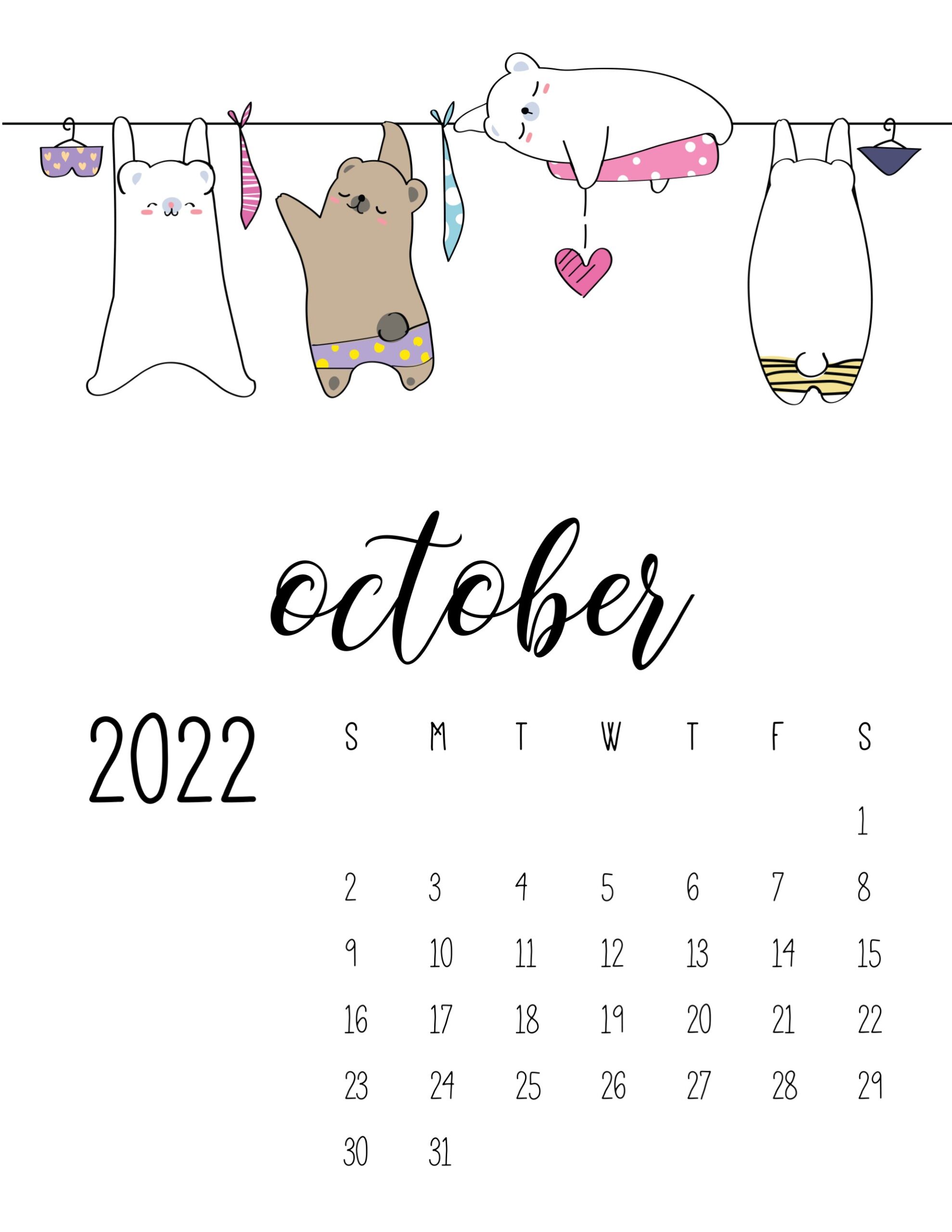 Calendario 2022 lavanderia outubro