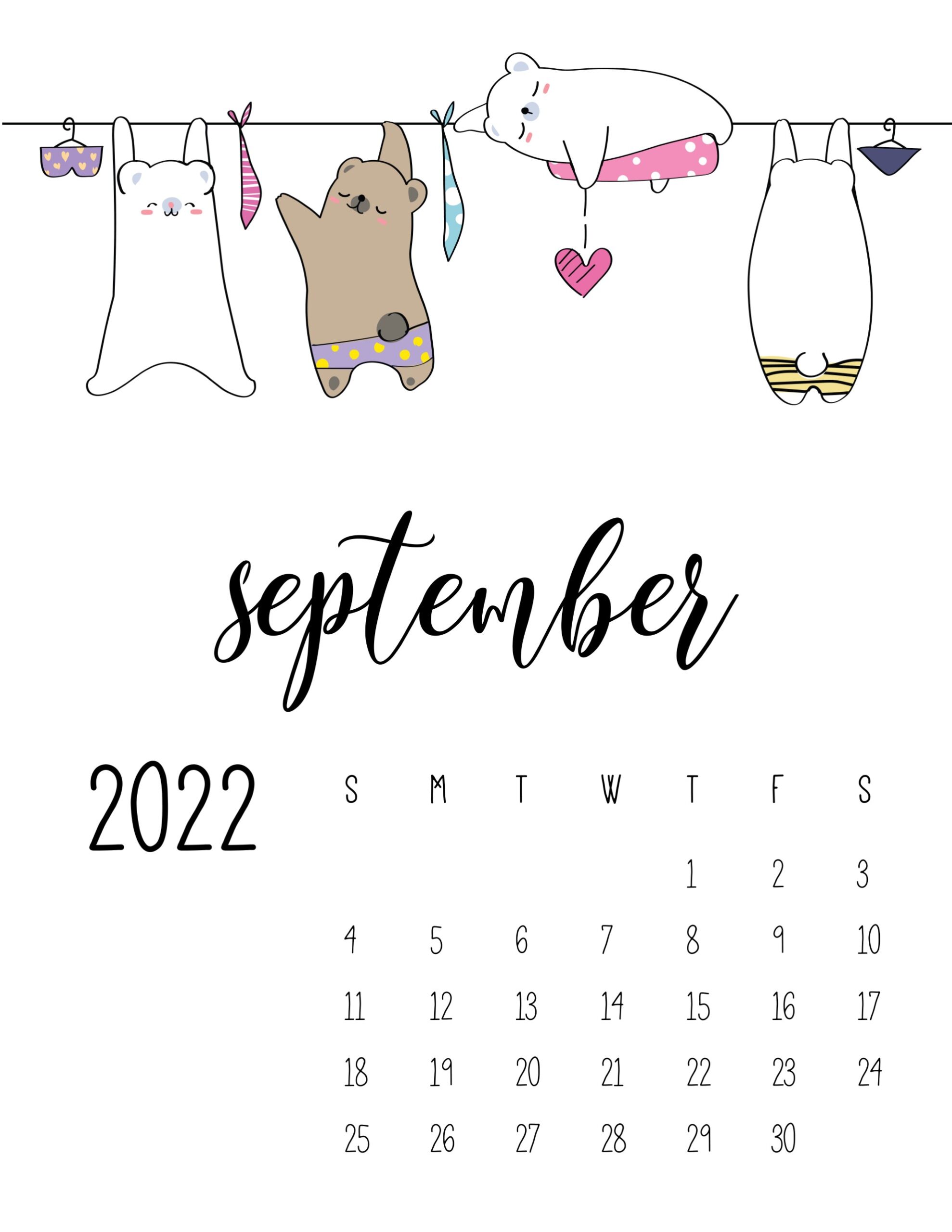 Calendario 2022 lavanderia setembro