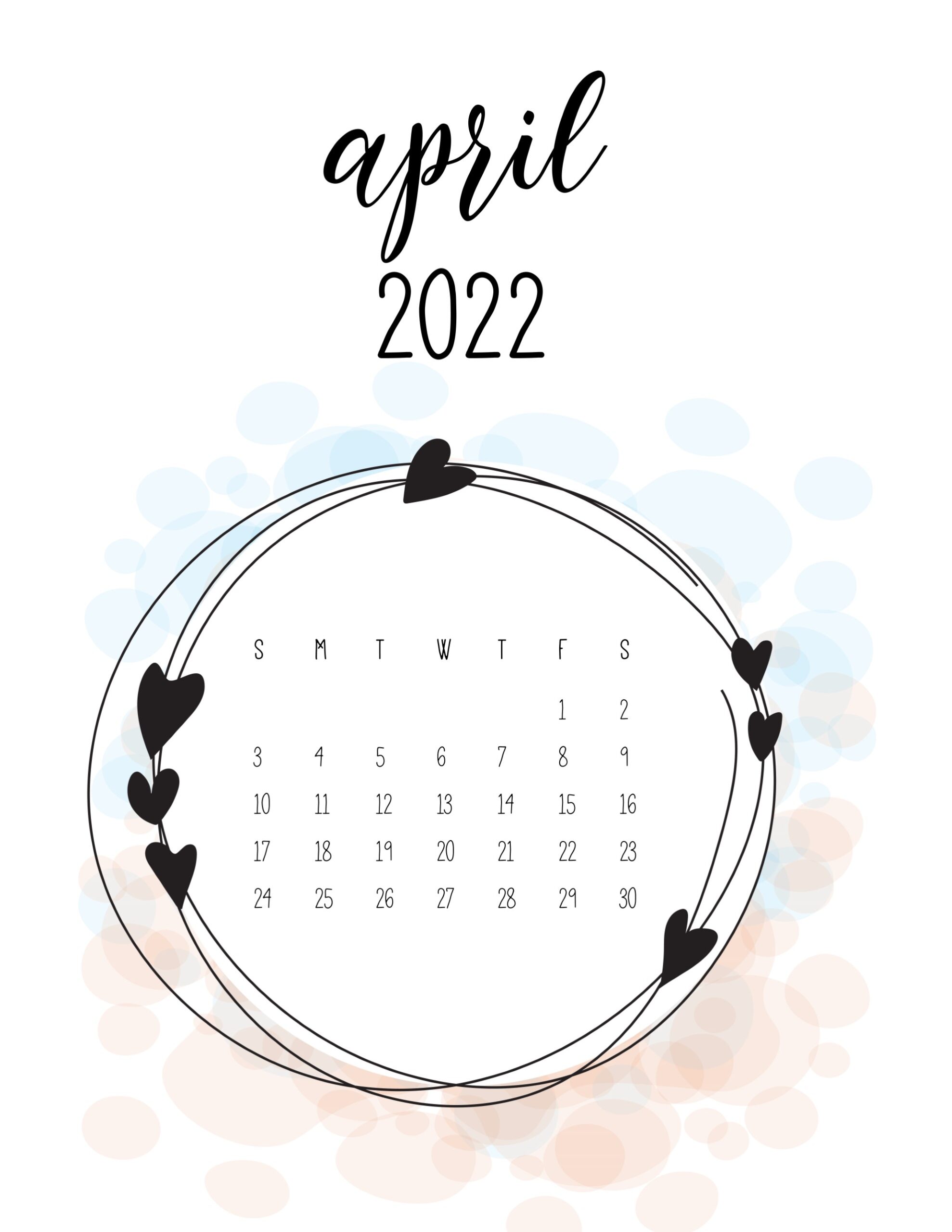 Calendario 2022 love abril