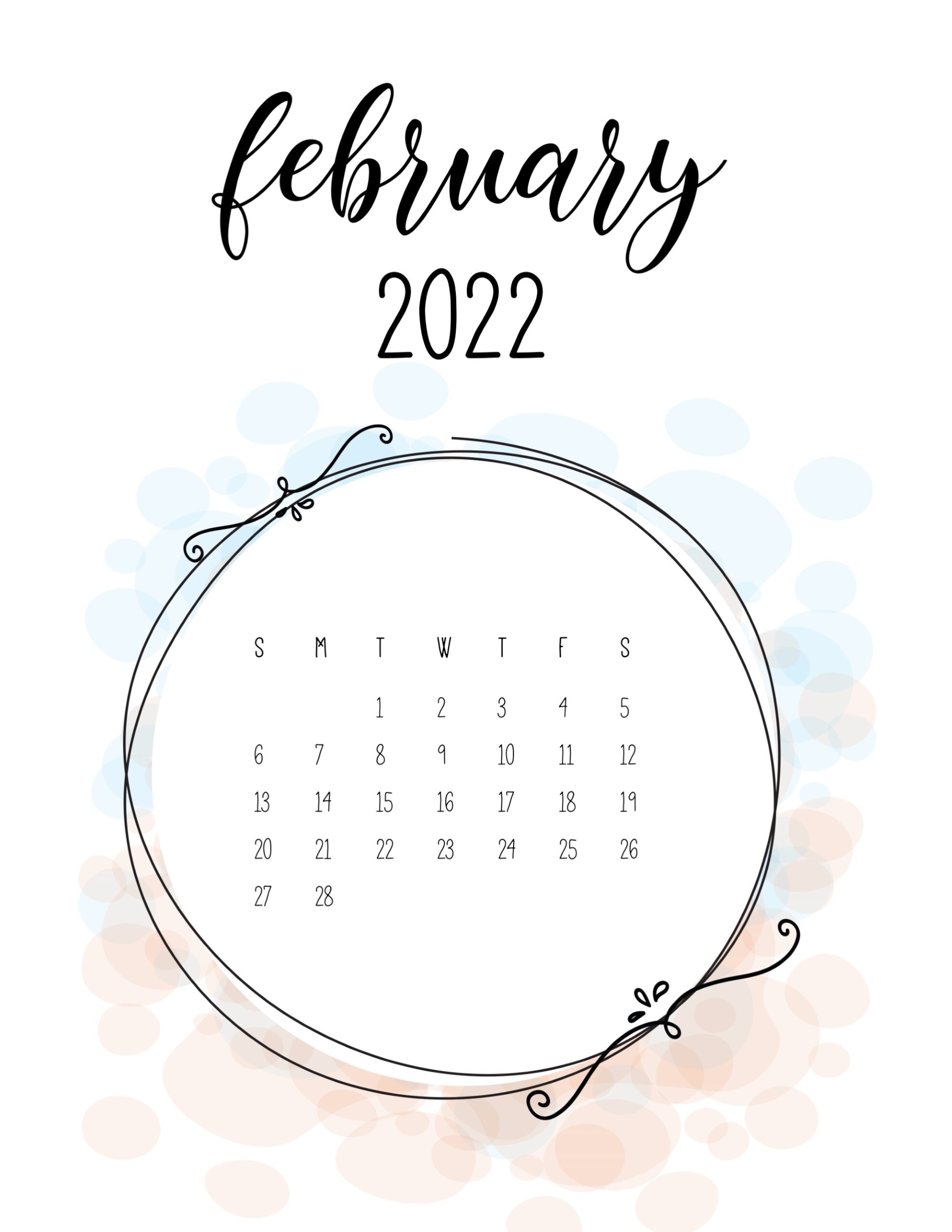 Calendario 2022 love fevereiro