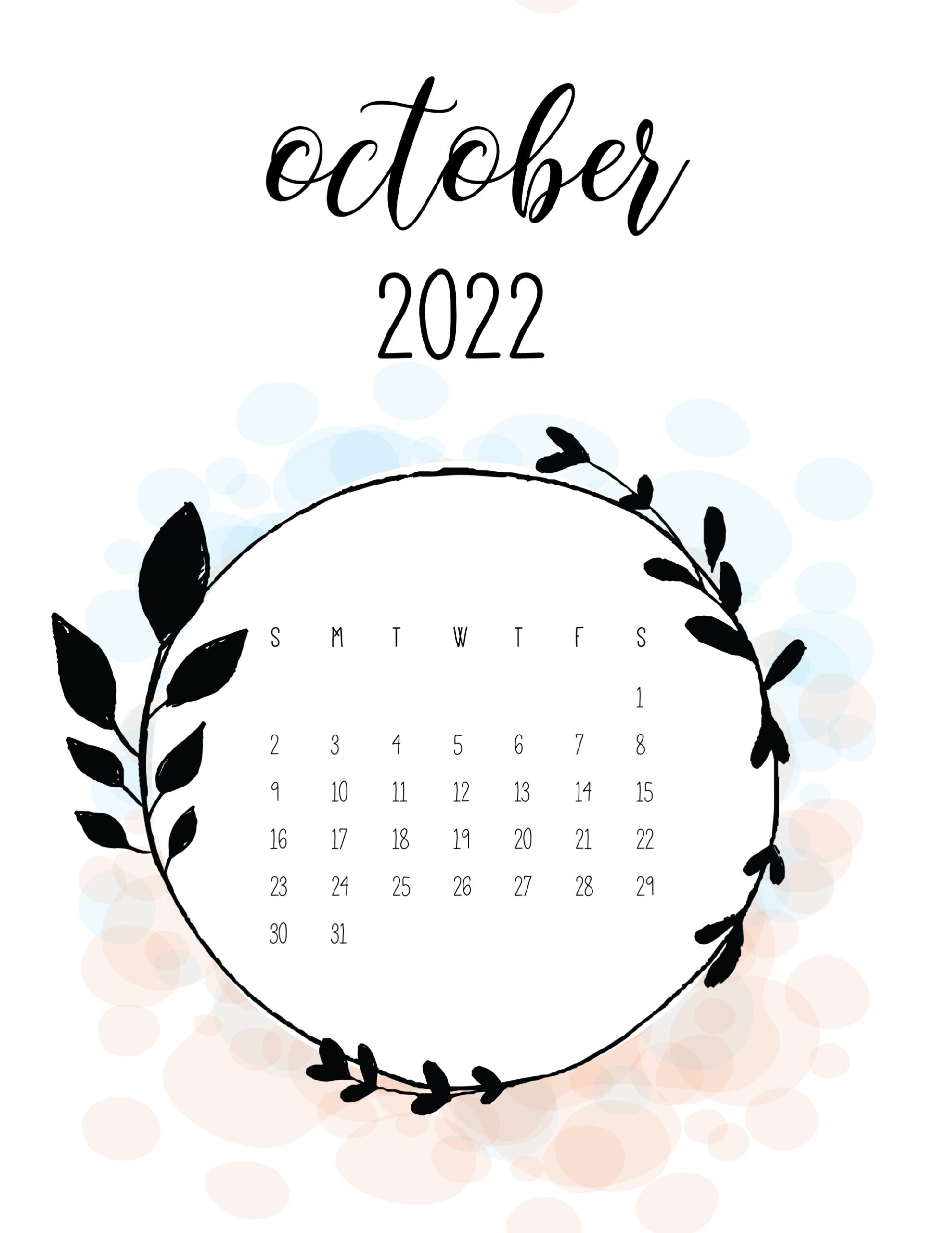 Calendario 2022 love outubro