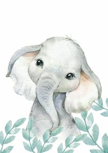 Poster Elefante Aquarela