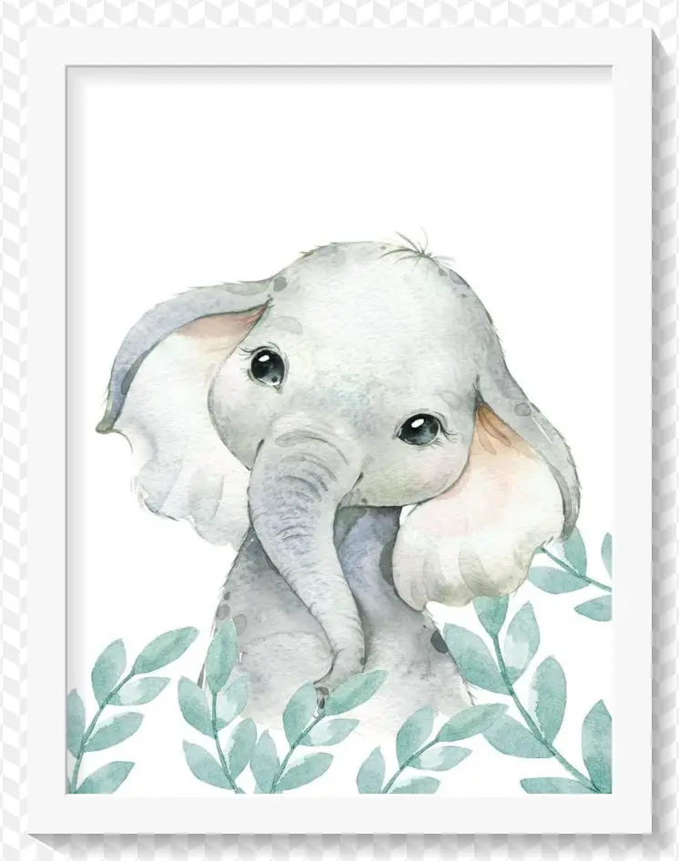 Poster Quadro Elefante Aquarela
