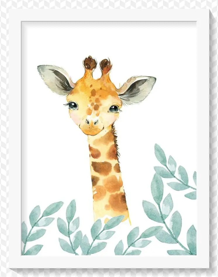 Poster Quadro Girafa Aquarela