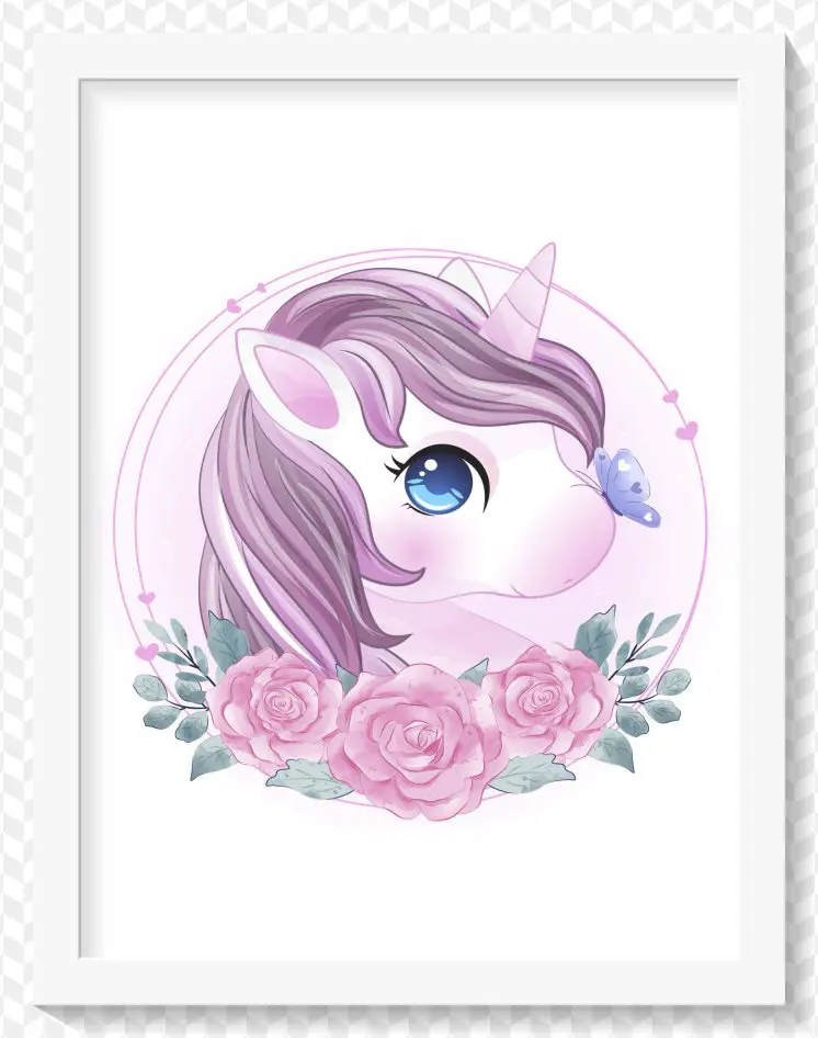 Poster Quadro Unicornio Rosa