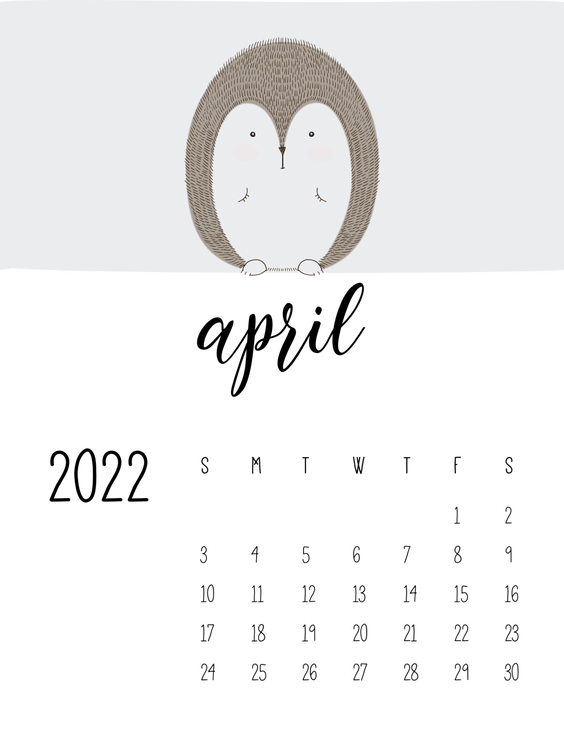 calendario 2022 animais abril
