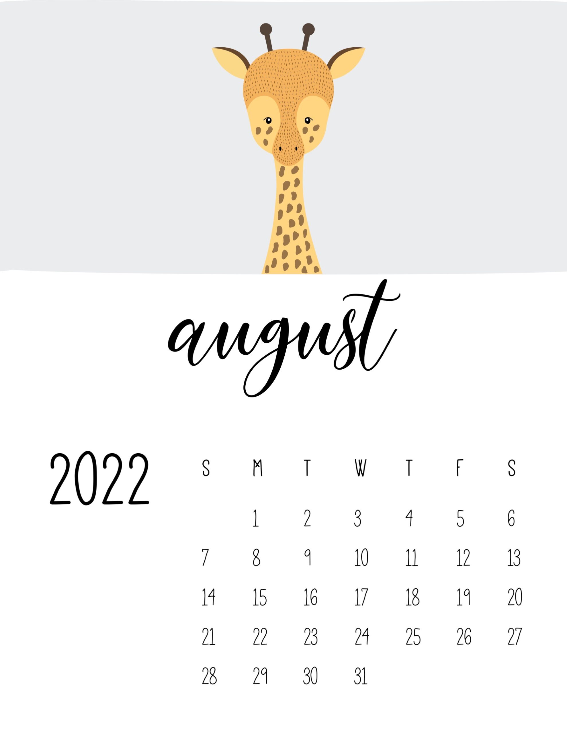 calendario 2022 animais agosto
