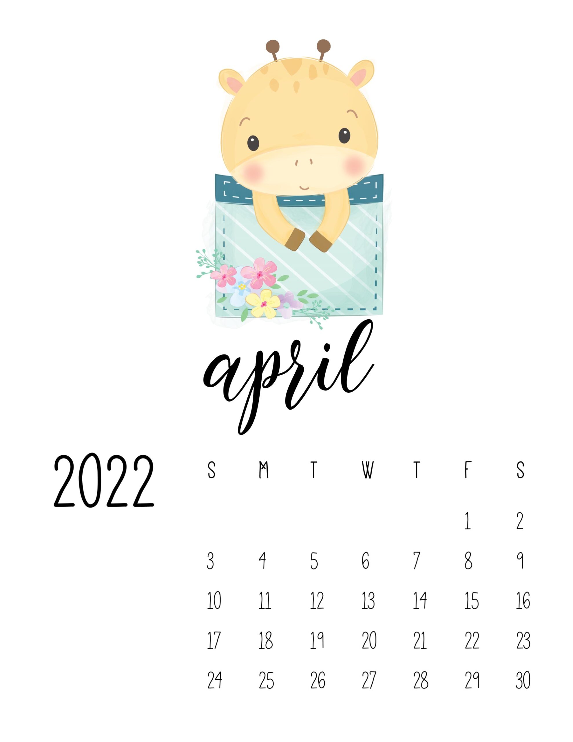 calendario 2022 animais cute abril 1