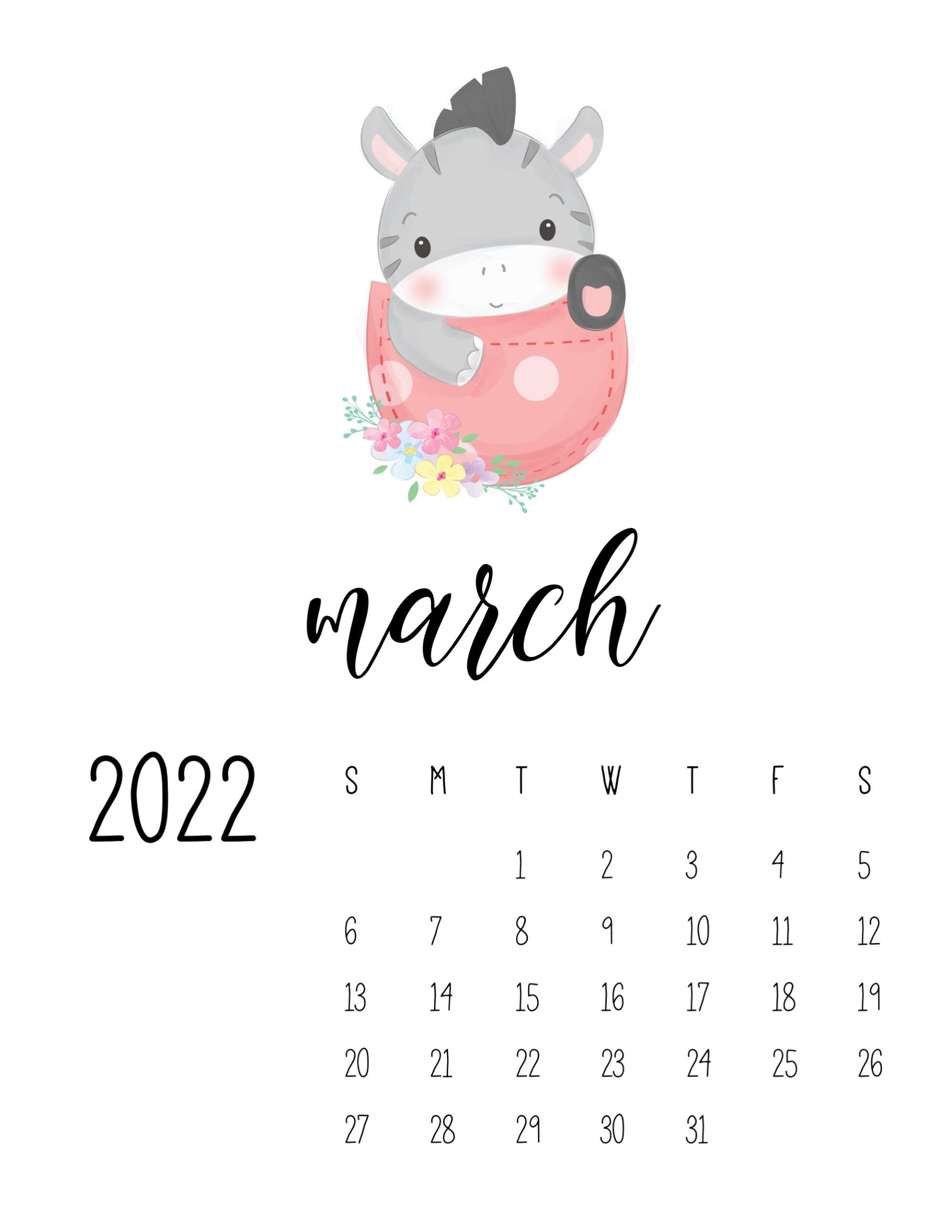 calendario 2022 animais cute marco 1