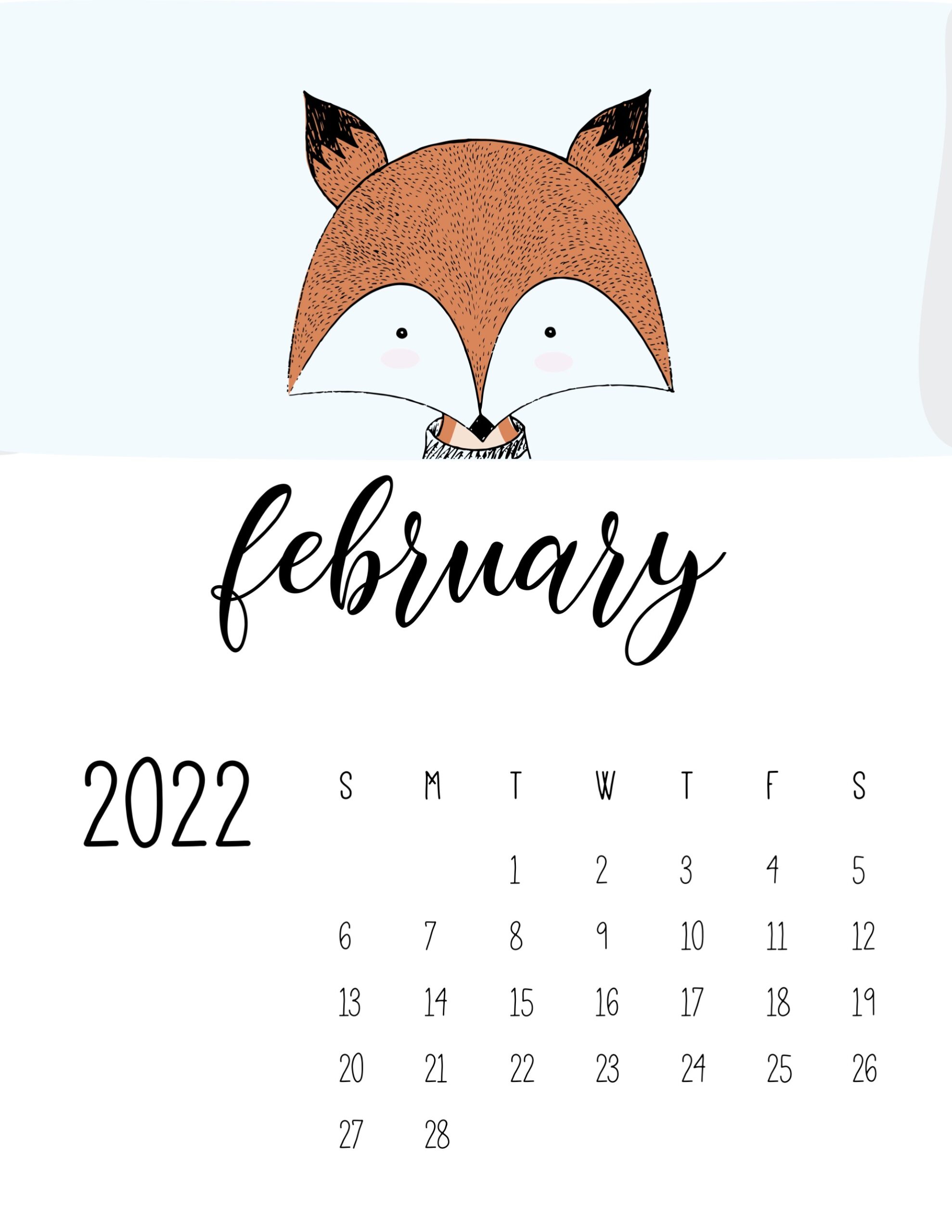 calendario 2022 animais fevereiro