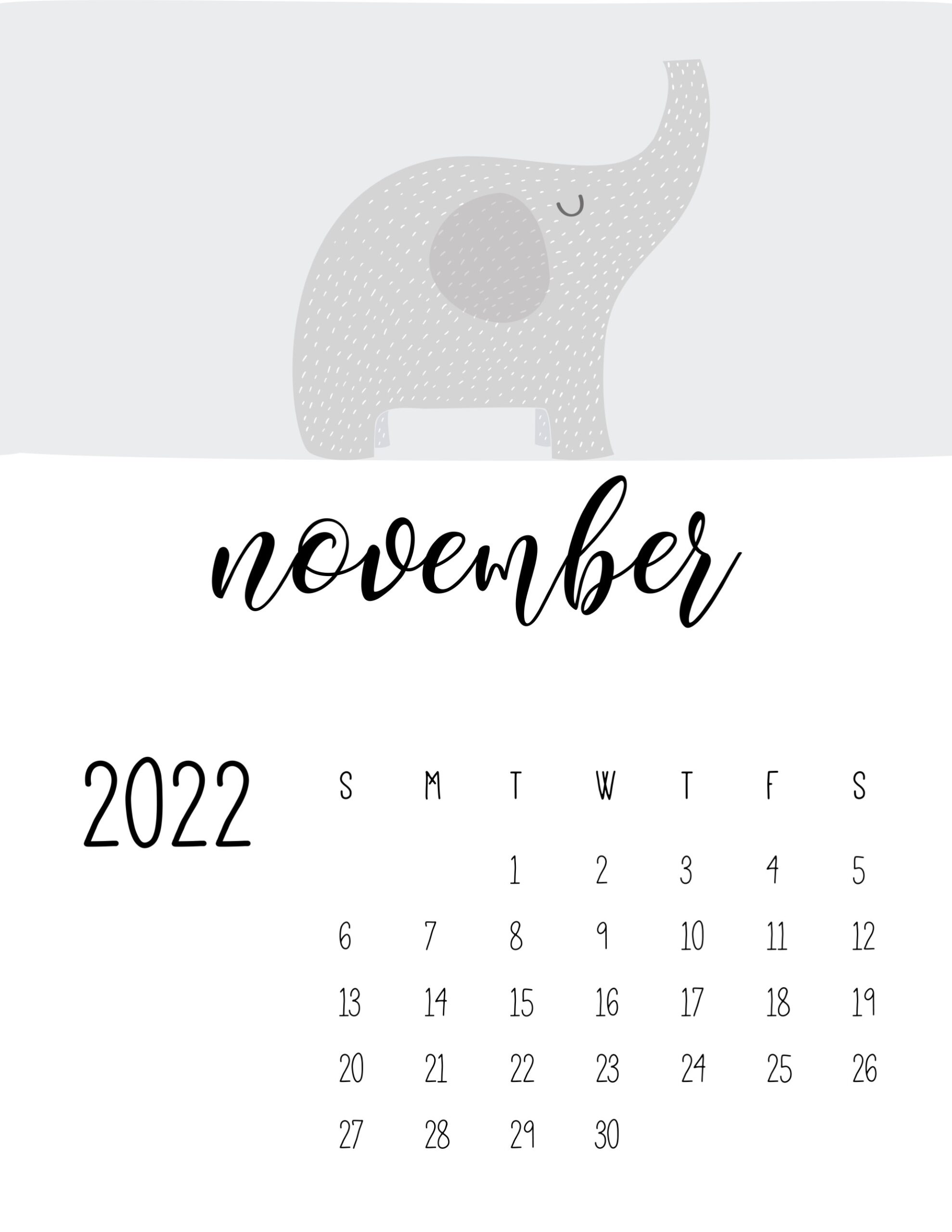 calendario 2022 animais novembro