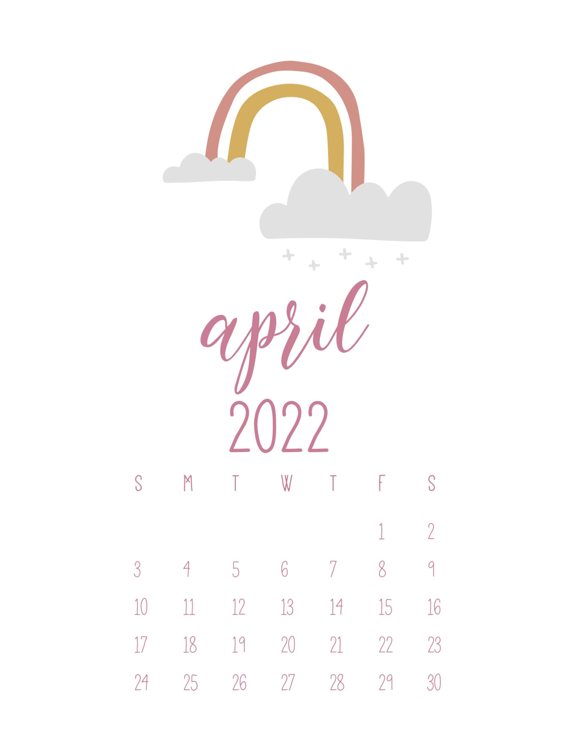 calendario 2022 arco iris abril
