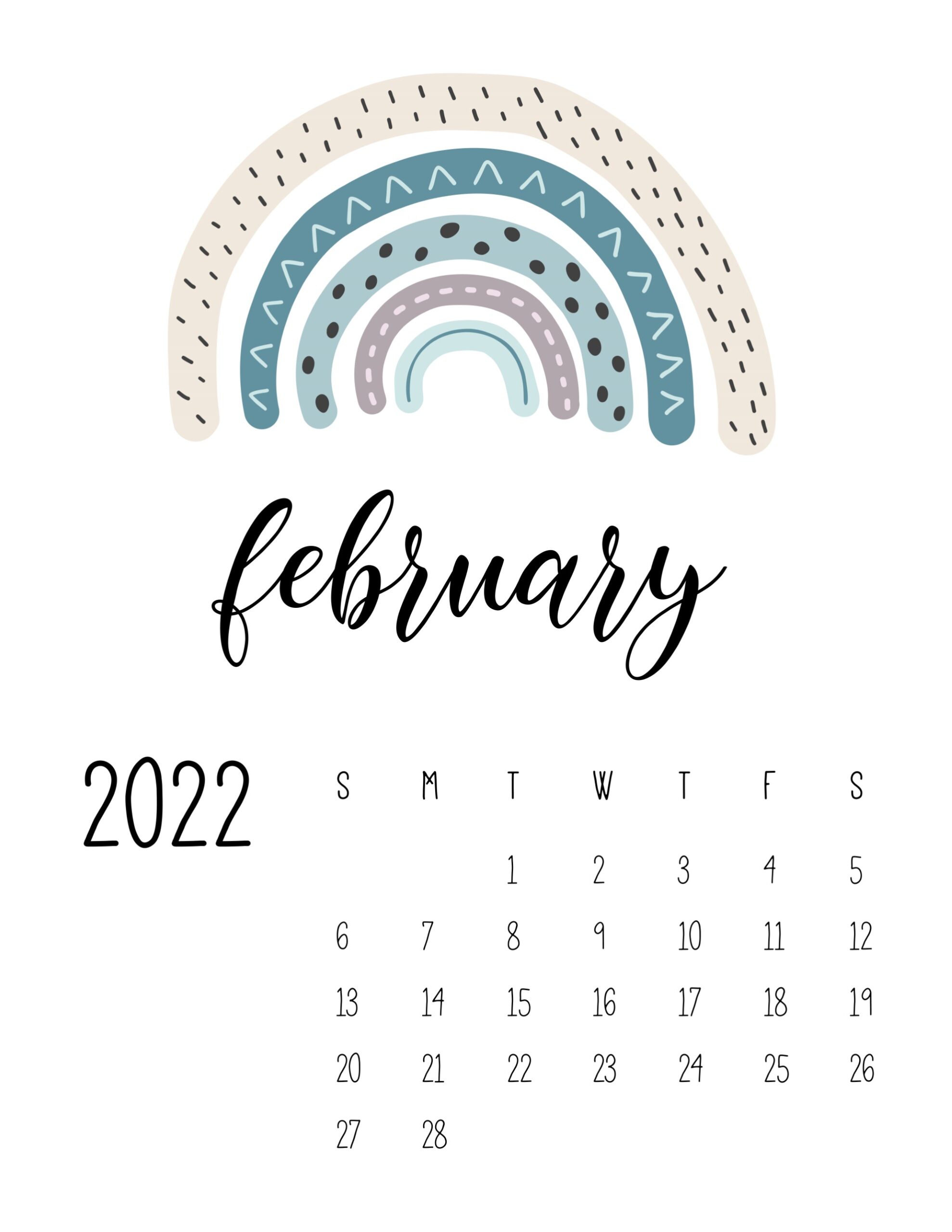 calendario 2022 arco iris fevereiro 1