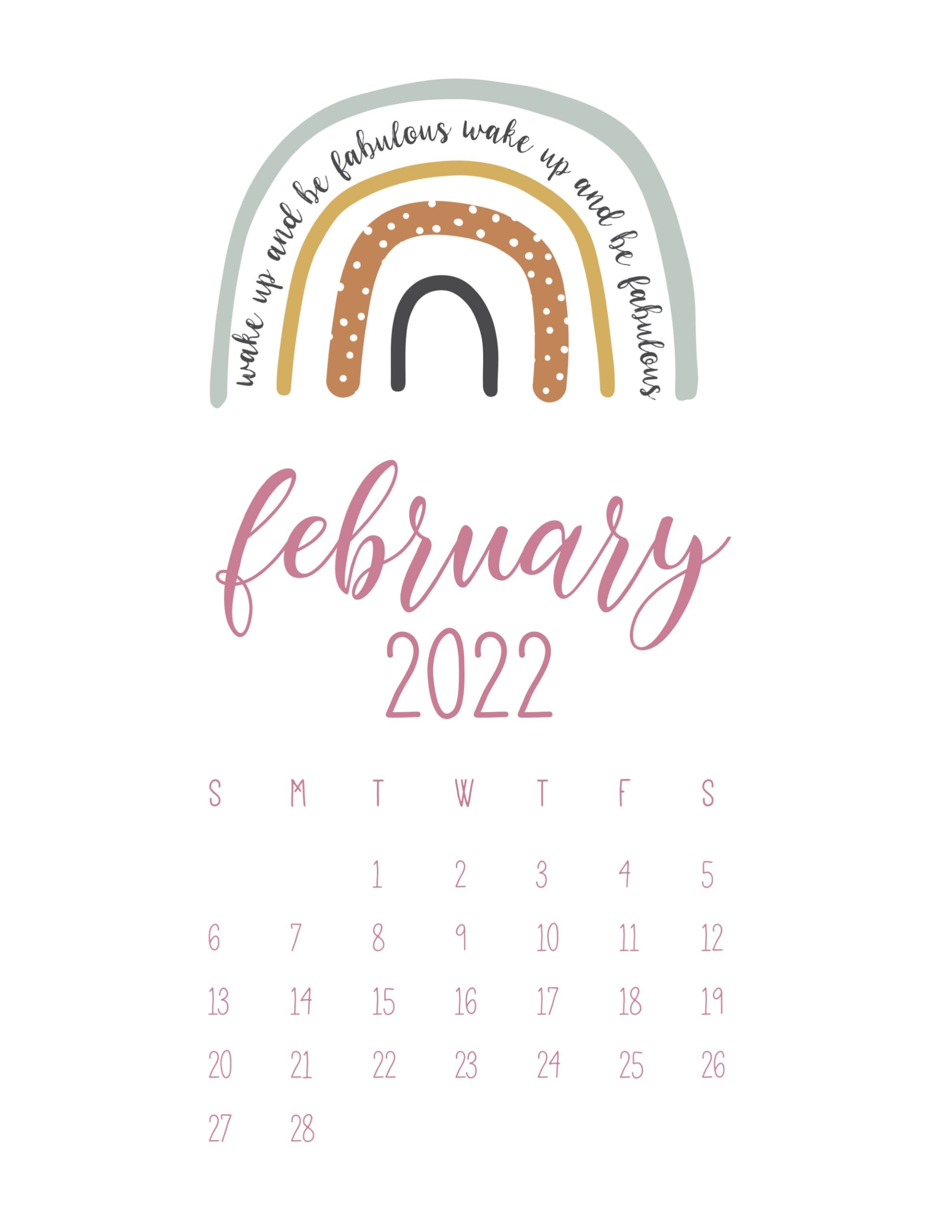 calendario 2022 arco iris fevereiro