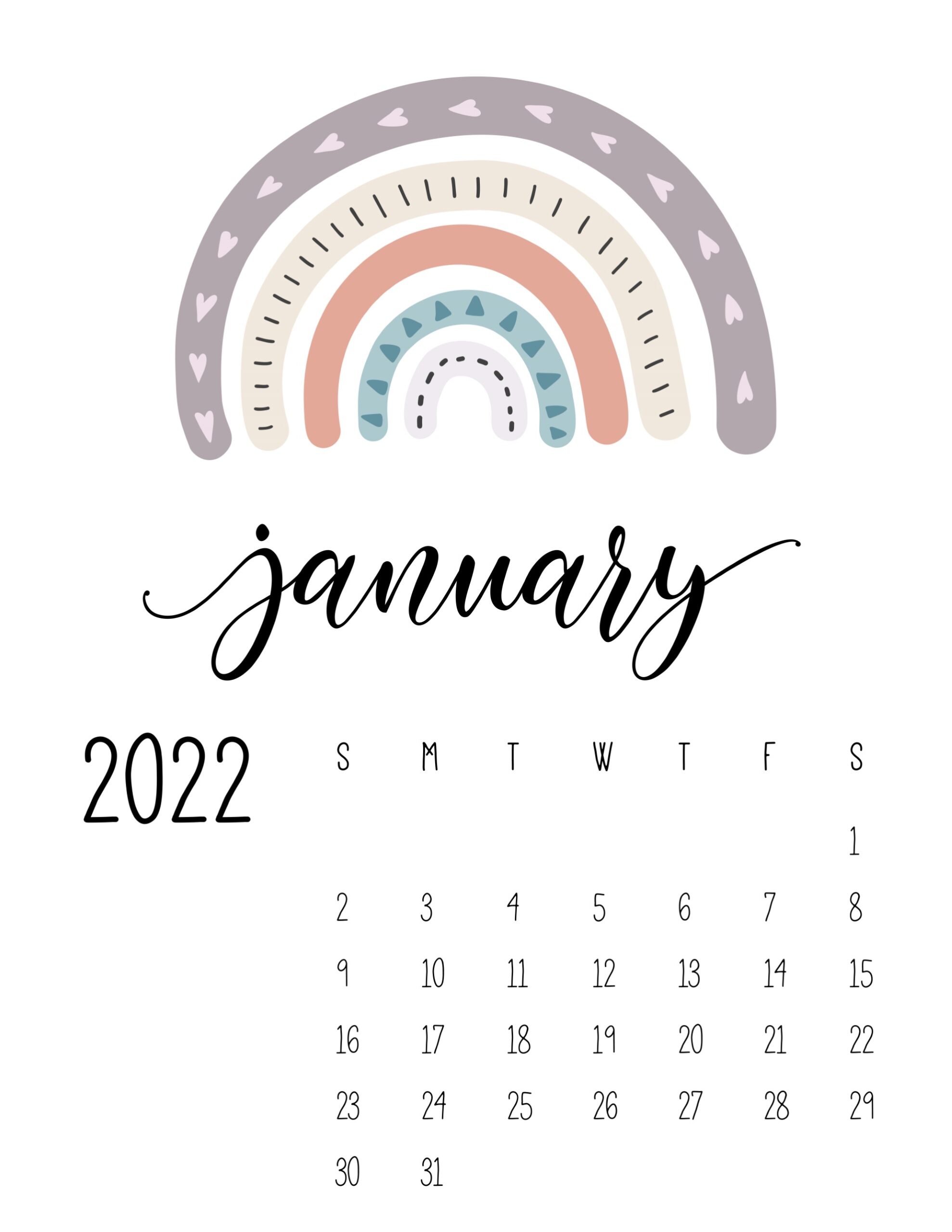 calendario 2022 arco iris janeiro 1