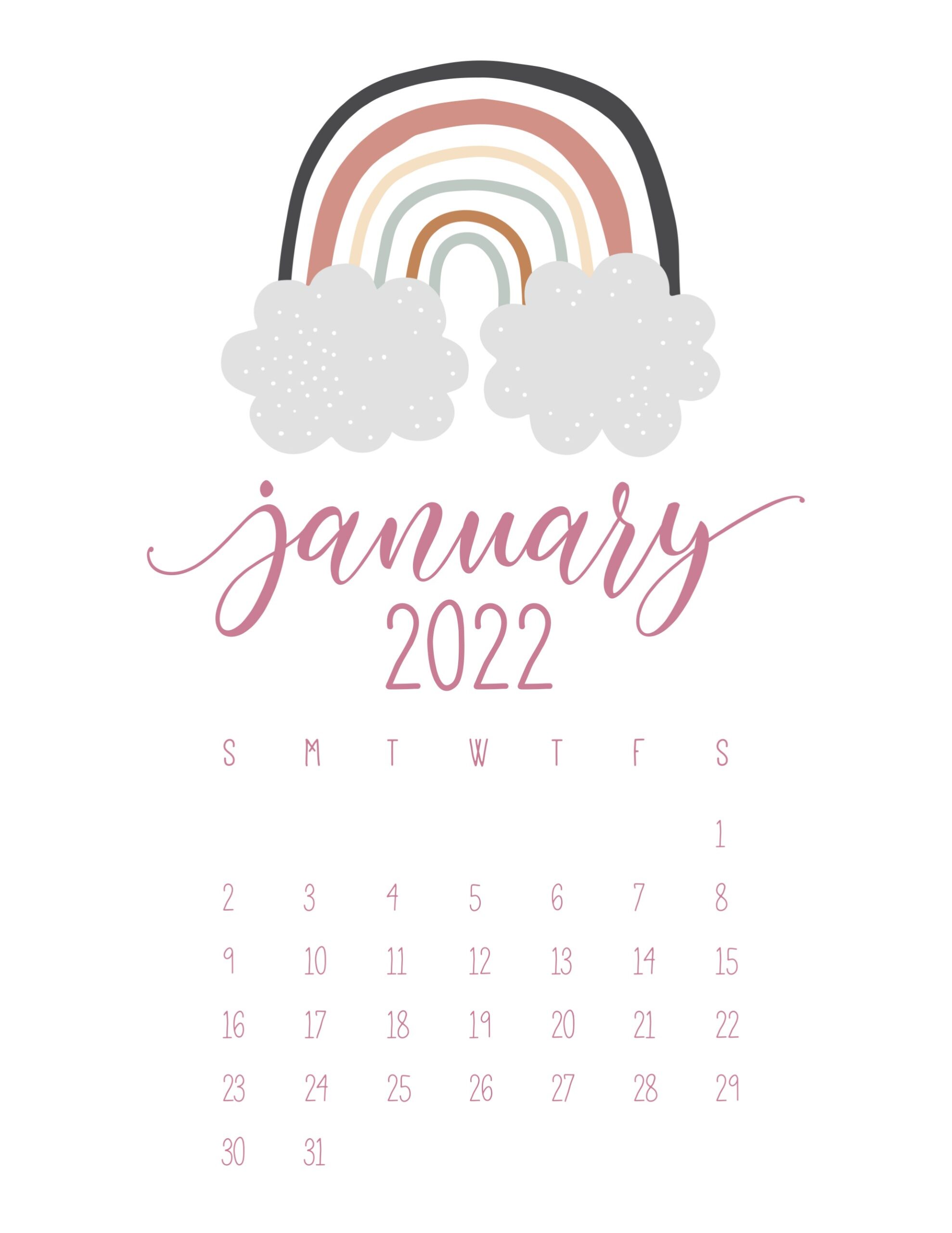 calendario 2022 arco iris janeiro