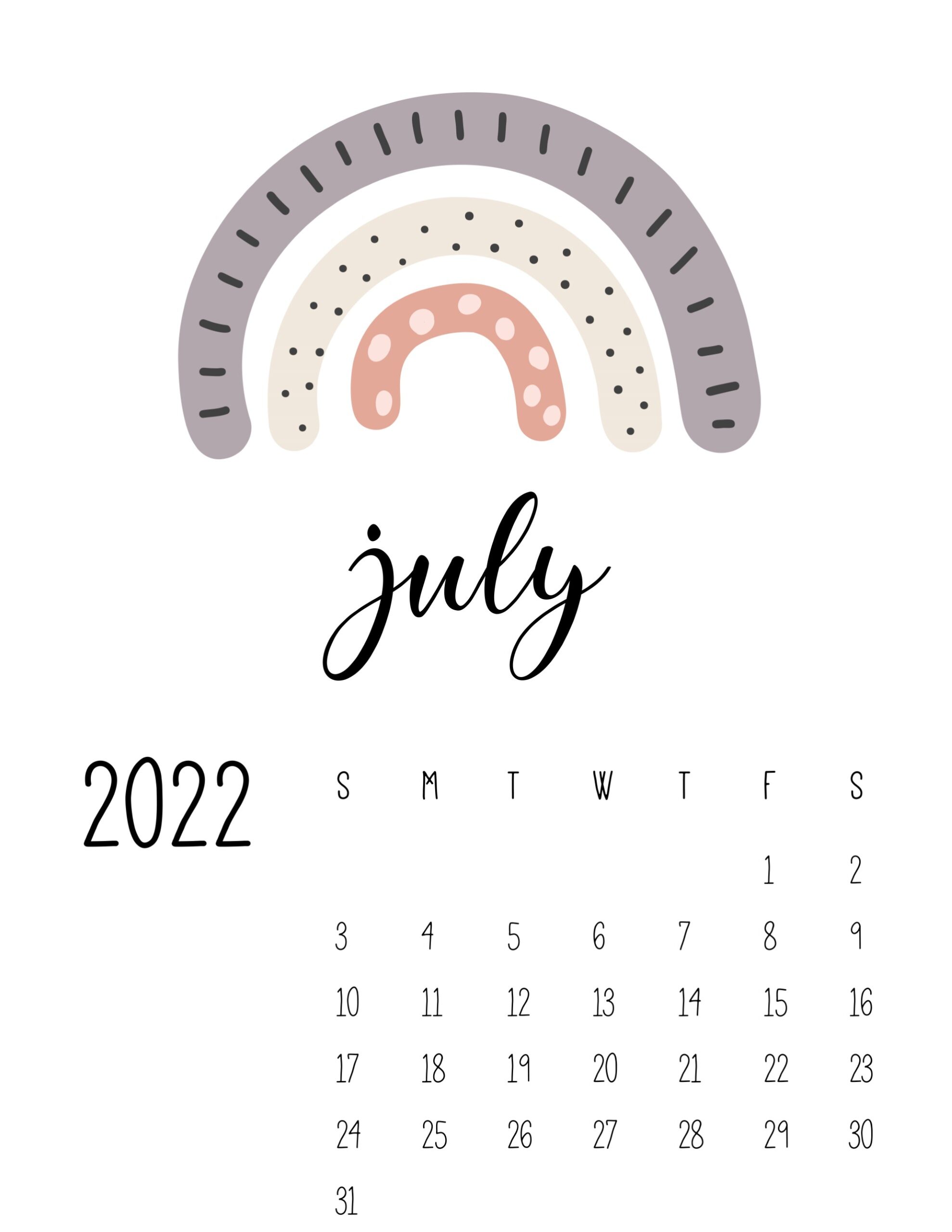 calendario 2022 arco iris julho 1