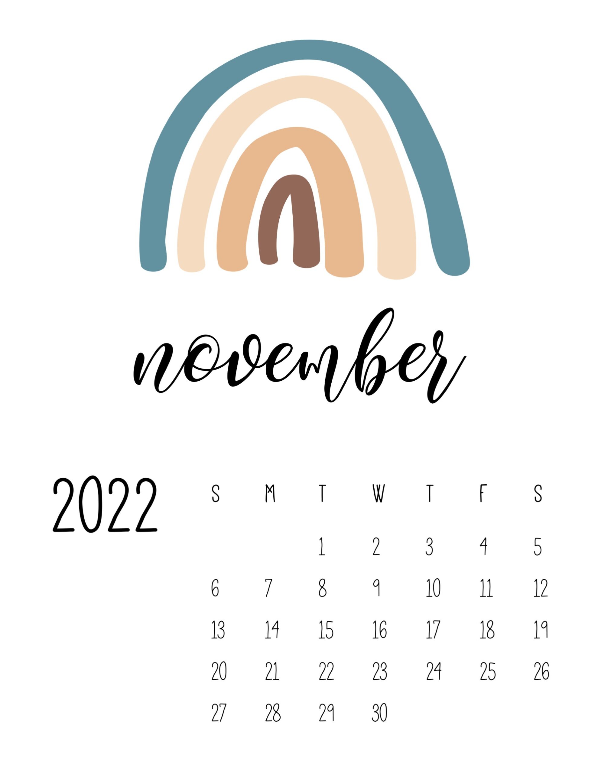 calendario 2022 arco iris novembro 1