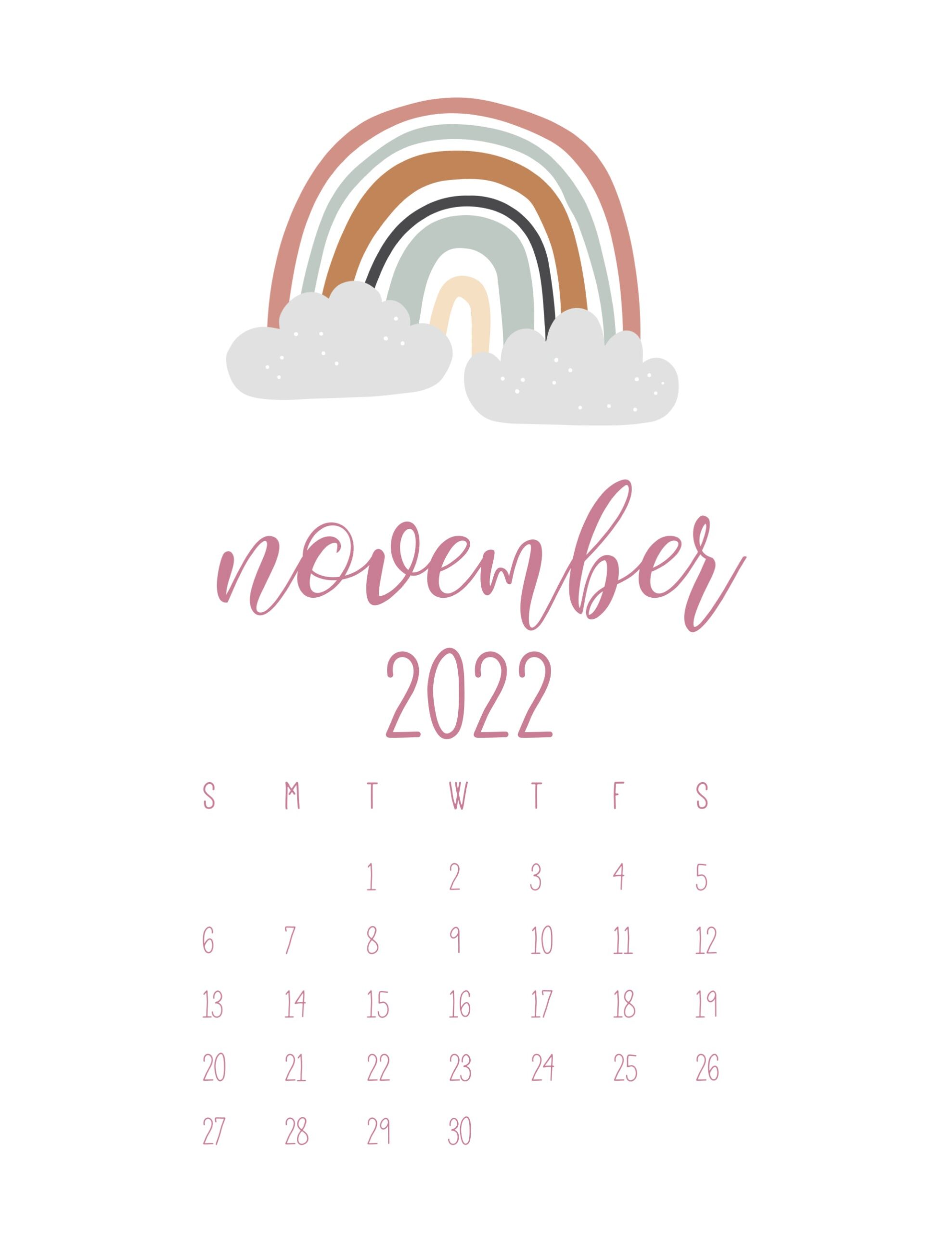 calendario 2022 arco iris novembro