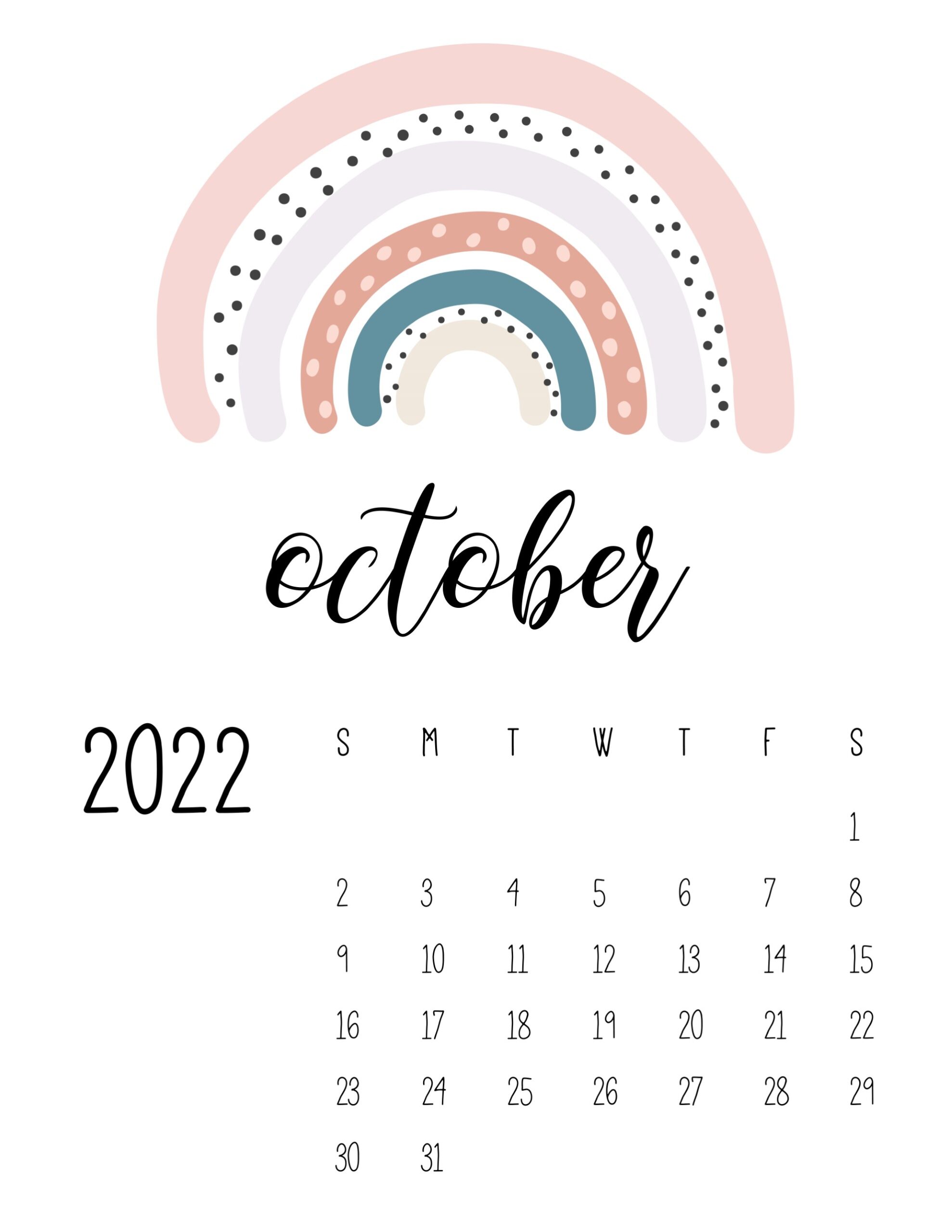 calendario 2022 arco iris outubro 1