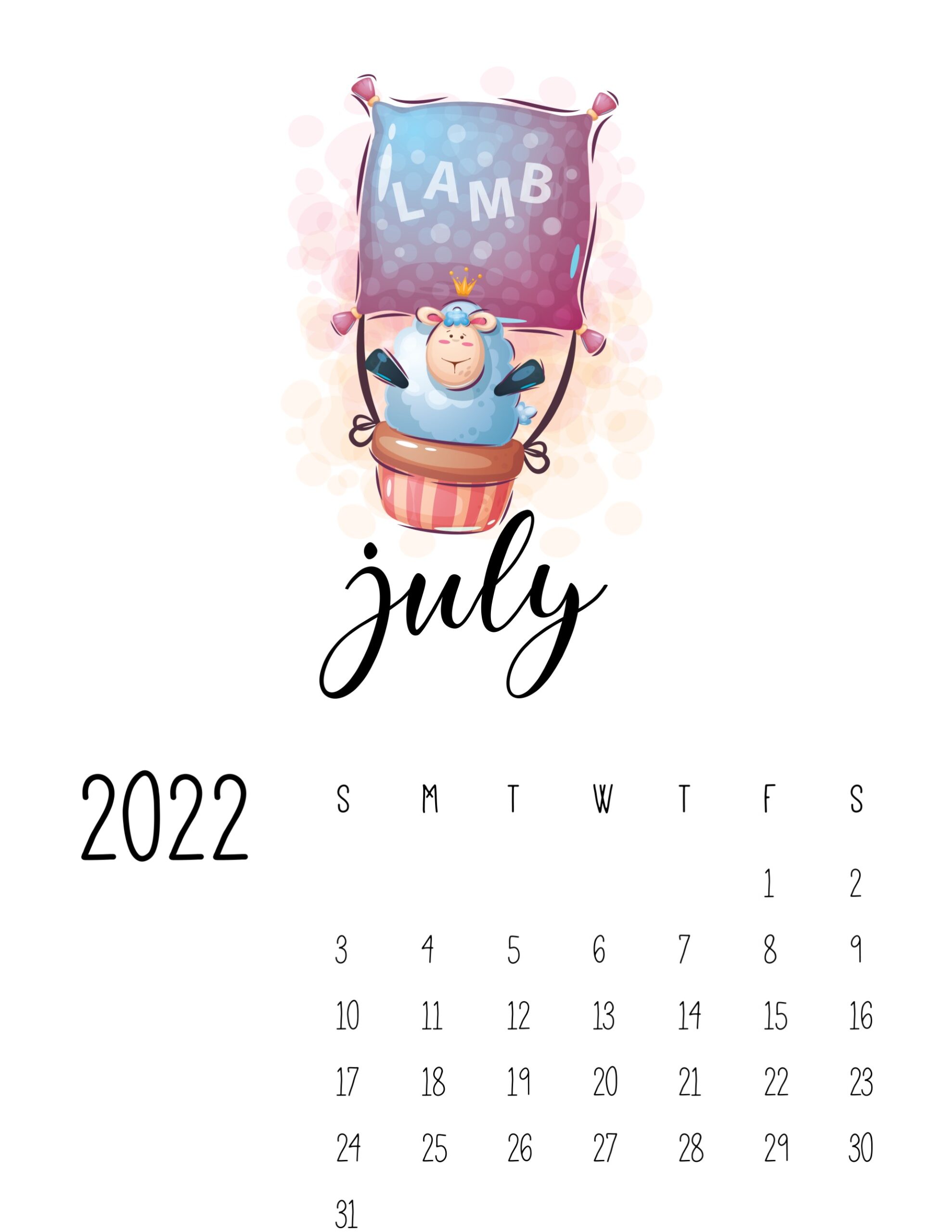 calendario 2022 baloes julho