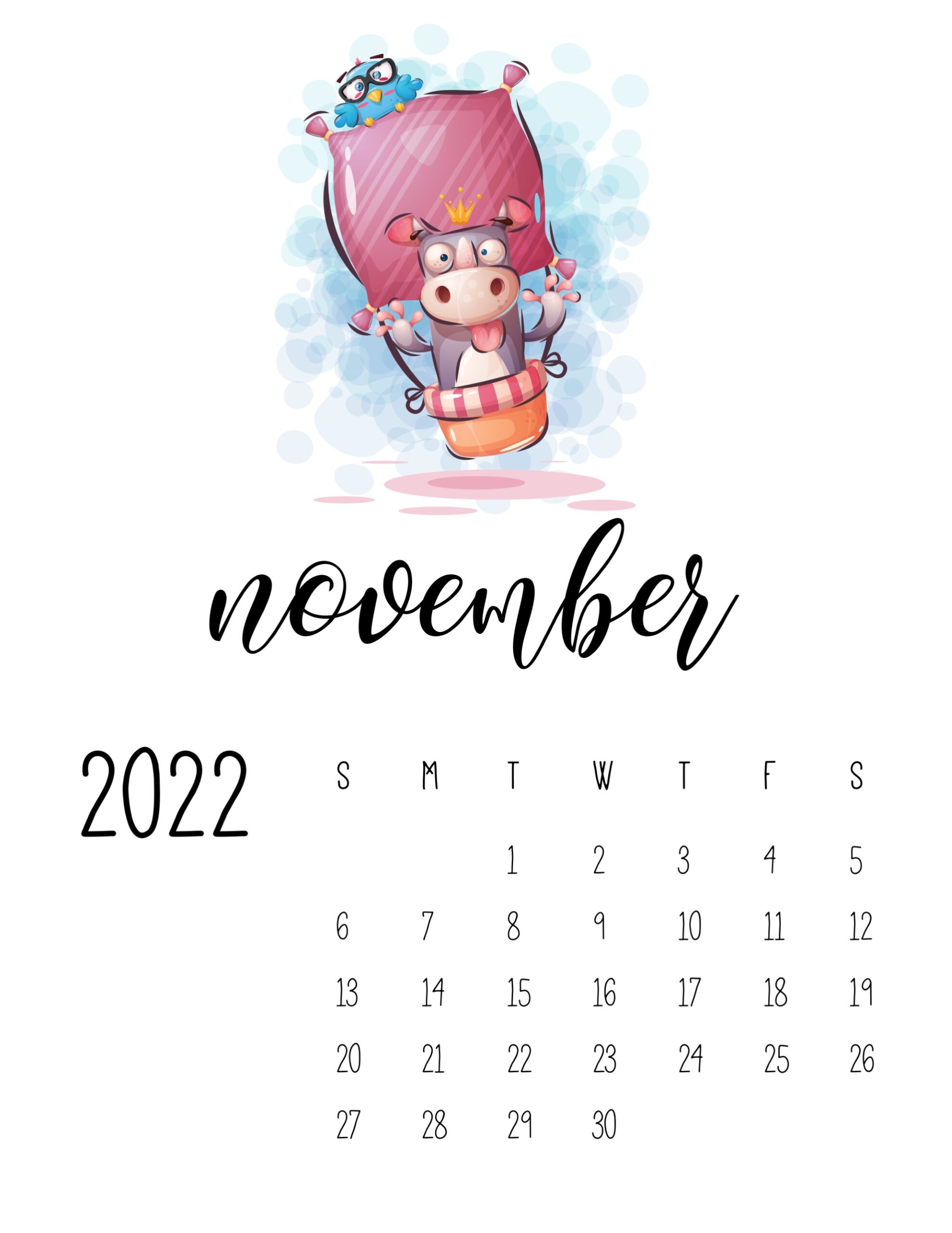 calendario 2022 baloes novembro